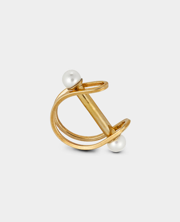 Gold Pearl Bar Ring Gold Pearl Bar Ring